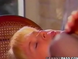 Blonde Grandma Gets Pounded On The Table