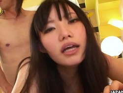 Small titty brunette Asian honey fucked by her skinny lover